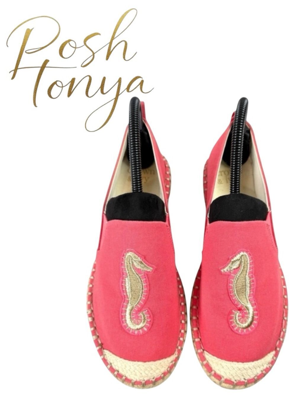 Crown & Ivy Skylar Seahorse Espadrille Slip On Flats Coral Size 7 Coastal Whimsy